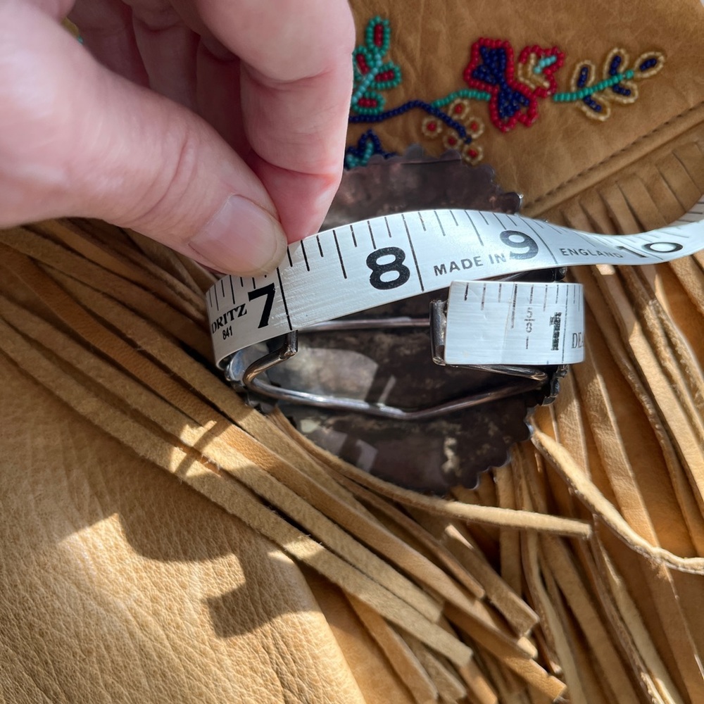 Rare Turquoise Oval Cuff Bracelet -  73 Blue Green Stones - Picture 16 of 17